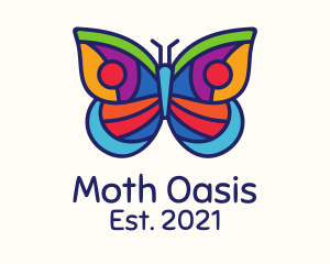 Colorful Stained Glass Moth logo