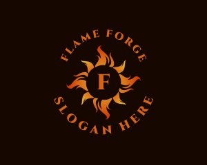 Flaming Fire Heat logo design