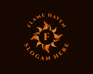 Flaming Fire Heat logo design