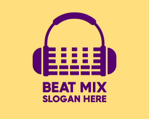 Purple Audio Mixing Headphones logo design