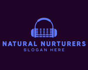 Purple Audio Mixing Headphones logo design