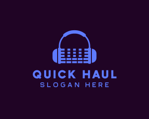 Purple Audio Mixing Headphones logo design