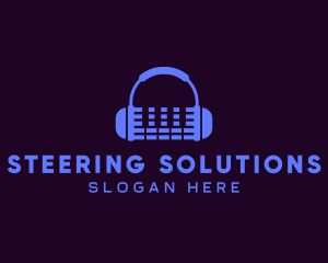 Purple Audio Mixing Headphones logo design