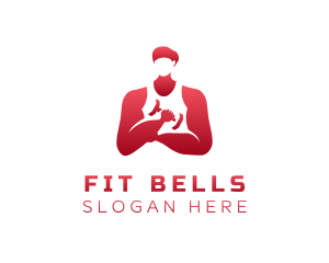 Fitness Dumbbell Muscle Man logo design