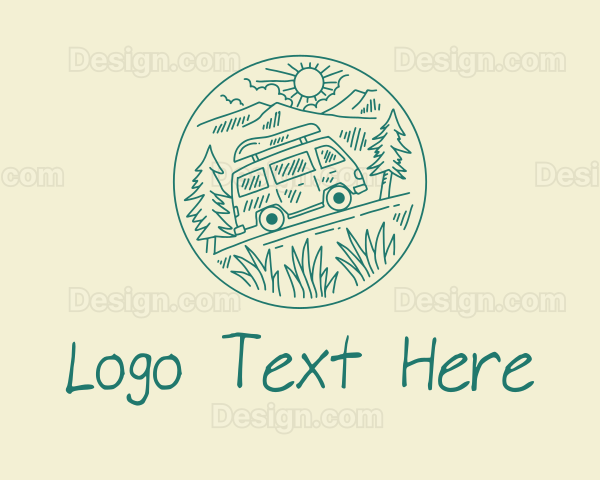 Traveling Camping Van Logo