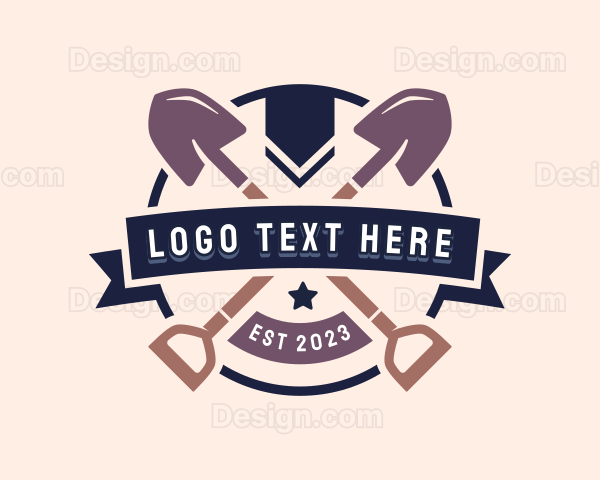 Landscaping Shovel Tool Logo