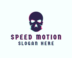 Glitch Skeleton Skull logo design