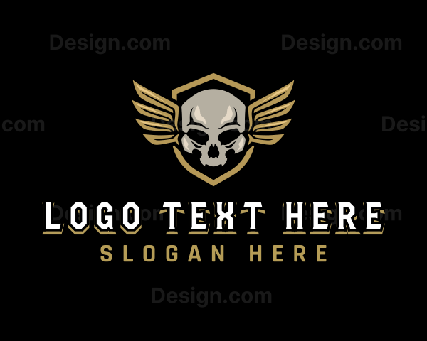 Military Skull Wings Logo