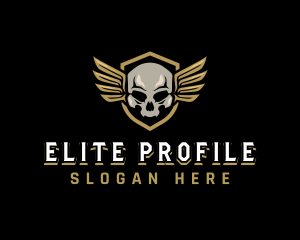 Military Skull Wings Logo