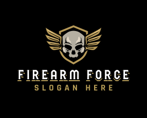 Military Skull Wings logo design