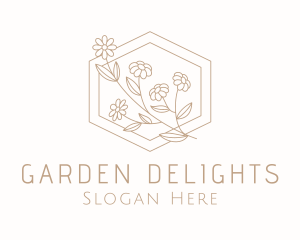 Flower Garden Hexagon  logo design