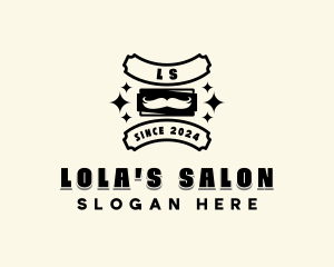 Mustache Barbering Haircut logo design