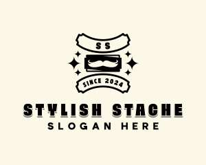 Mustache Barbering Haircut logo design