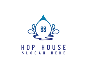 House Water Droplet logo design