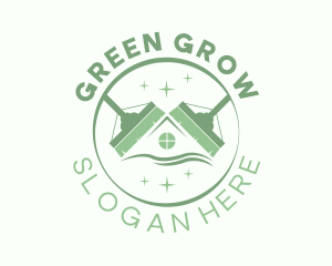 Green Broom Housekeeper logo design