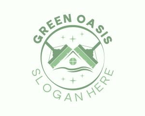 Green Broom Housekeeper logo design