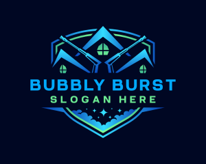 Pressure Wash Roof Bubble logo design