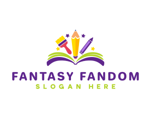 Book Fantasy Art Materials logo design