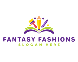 Book Fantasy Art Materials logo design