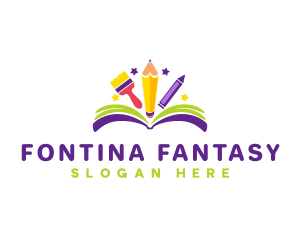 Book Fantasy Art Materials logo design