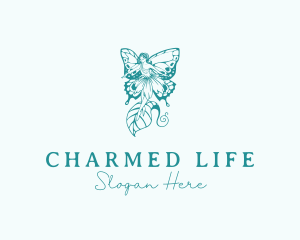 Woman Butterfly Fairy logo