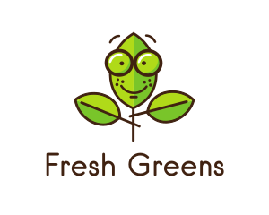 Cute Nerd Plant logo design