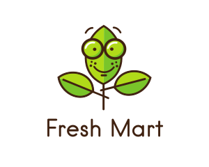 Cute Nerd Plant logo design