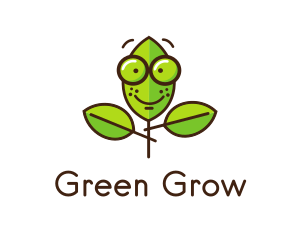 Cute Nerd Plant logo design