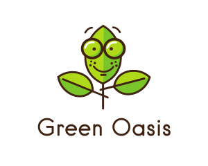 Cute Nerd Plant logo design