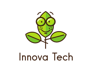 Cute Nerd Plant logo design