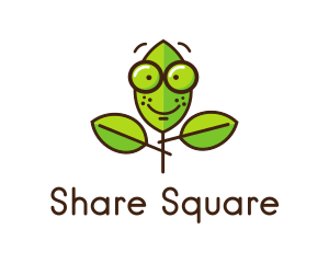 Cute Nerd Plant logo design