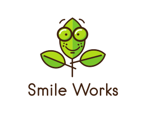 Cute Nerd Plant logo design