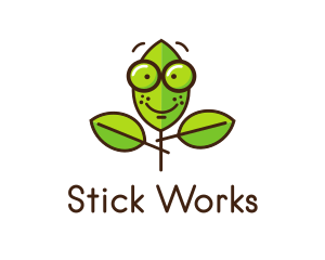 Cute Nerd Plant logo design