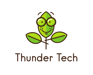 Cute Nerd Plant logo design