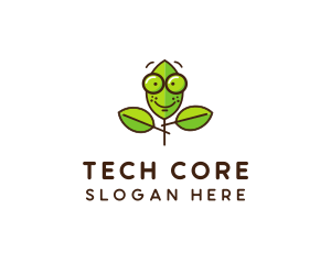 Cute Nerd Plant logo design