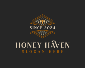 Bee Honeycomb Hexagon logo design