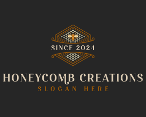 Bee Honeycomb Hexagon logo design