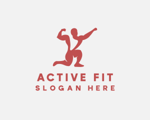 Red Fit Bodybuilder logo design