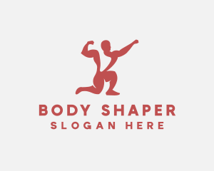 Red Fit Bodybuilder logo design