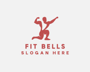 Red Fit Bodybuilder logo design