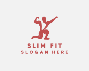 Red Fit Bodybuilder logo design