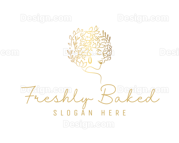 Gold Wellness Flower Woman Logo