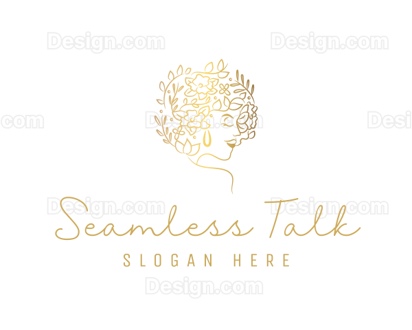 Gold Wellness Flower Woman Logo