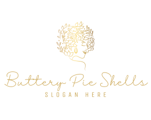 Gold Wellness Flower Woman Logo