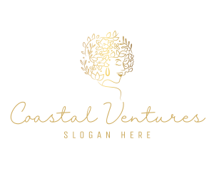 Gold Wellness Flower Woman Logo