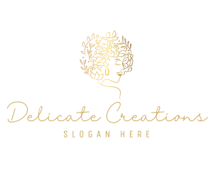 Gold Wellness Flower Woman Logo