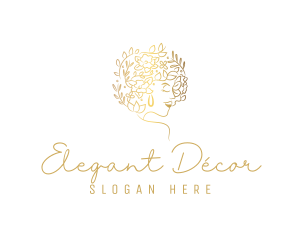 Gold Wellness Flower Woman Logo