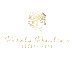 Gold Wellness Flower Woman Logo