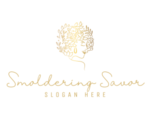 Gold Wellness Flower Woman Logo