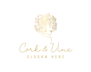 Gold Wellness Flower Woman logo design